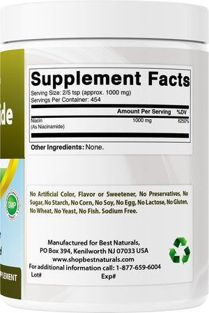 Best Naturals Niacinamide (Vitamin B3) Pure Powder 1 Pound