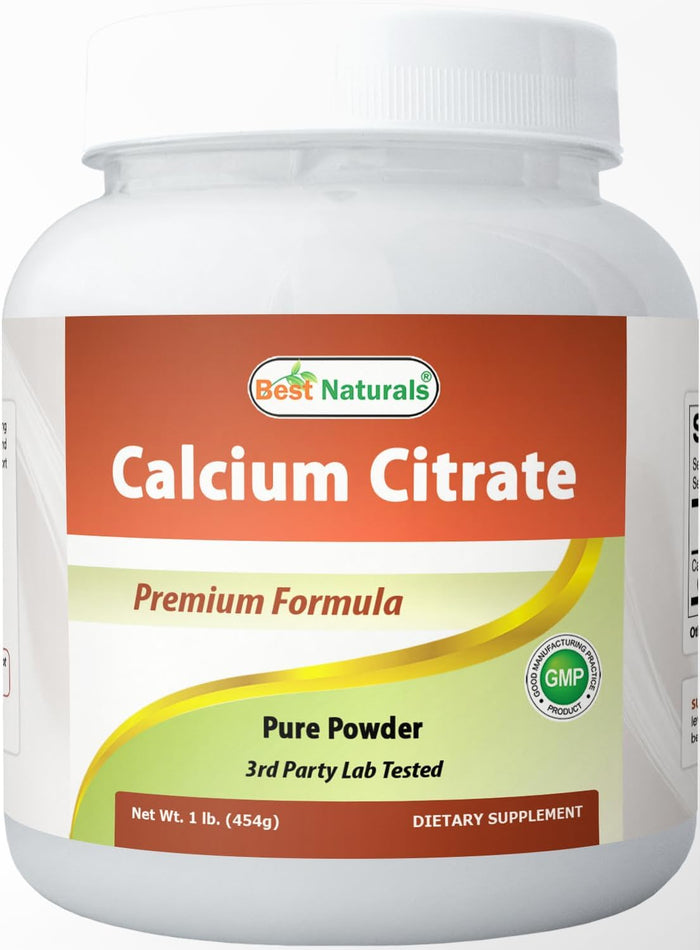 Best Naturals Calcium Citrate Powder - Calcium Supplement, High Bioavailable 3000 mg per Serving (600 mg Elemental Calcium) - Unflavored & Gluten Free - 1 Pound