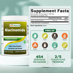 Best Naturals Niacinamide (Vitamin B3) Pure Powder 1 Pound