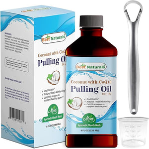 Best Naturals Coconut Oil Pulling with Vitamin D3, E, K2 & COQ10-8 Fl OZ Helps with Fresh Breath, Teeth & Gum Health - Made with Essential Oils