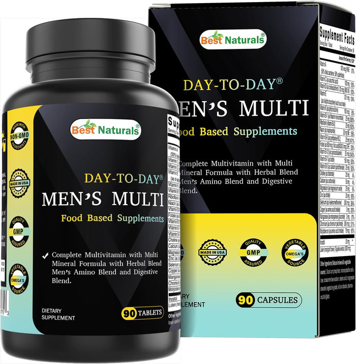Best Naturals Day-to-Day Men's Multivitamin Food Based Supplement with Vitamin A, L-Arginine, L-Glutamine, L-Lysine- 90 Tablets