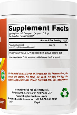 Best Naturals Potassium Chloride Pure Powder 1 Pound