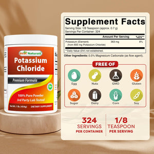 Best Naturals Potassium Chloride Pure Powder 1 Pound