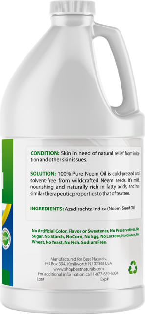 Best Naturals 100% Pure Neem Oil, 100% Cold Pressed and Unrefined - 68 OZ (2000 ML)