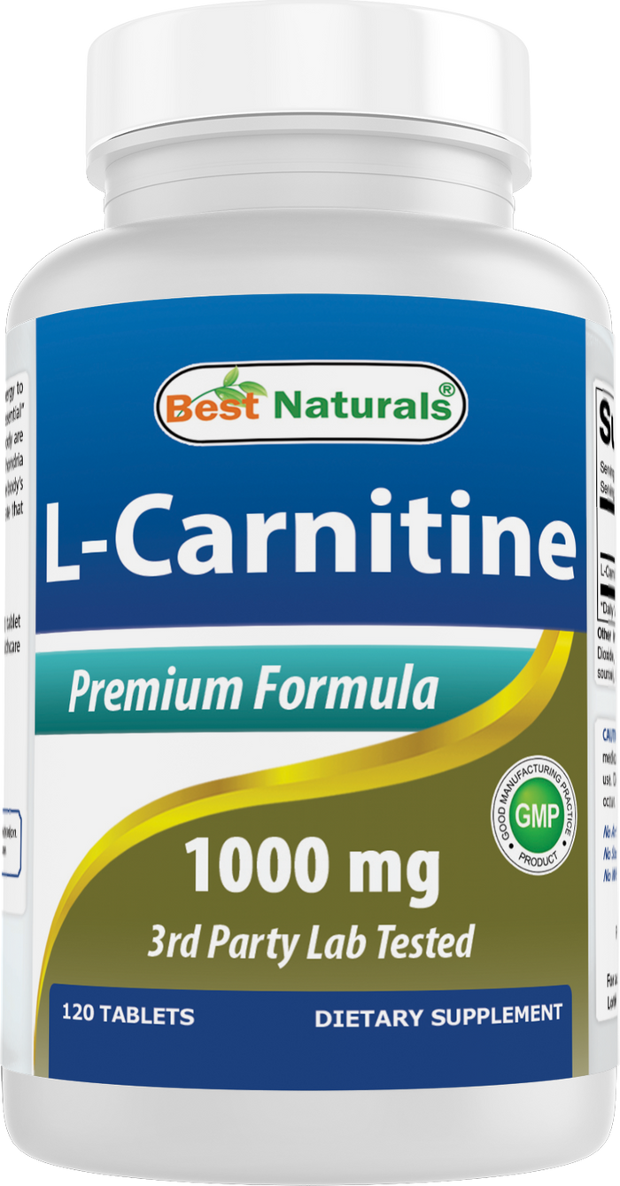 Best Naturals L-Carnitine Fumarate 1000mg per Tablet - 120 Count - Boosts Cellular Energy