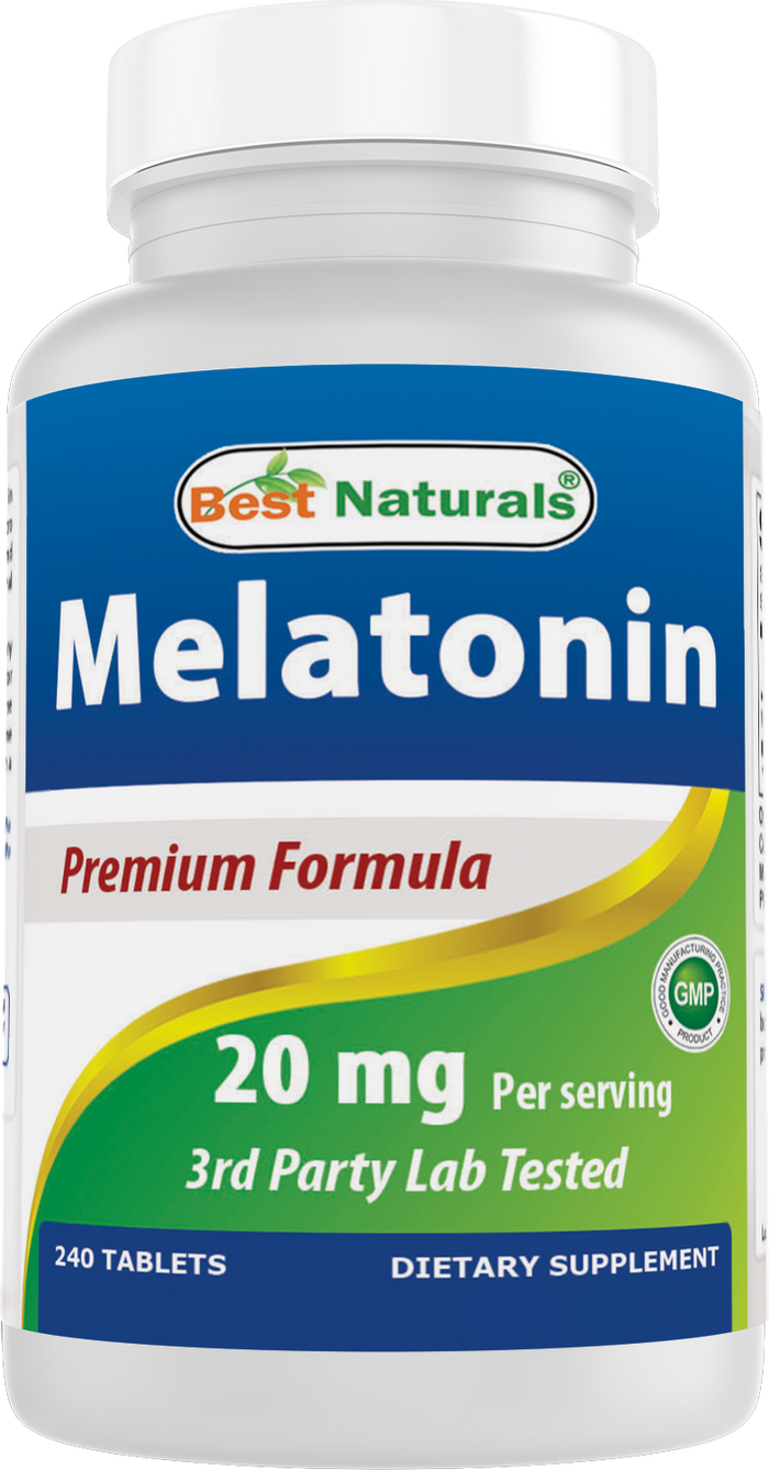 Best Naturals Melatonin 20mg 240 Tablets - Drug-Free Nighttime Sleep Aid - Non-GMO & Gluten Free