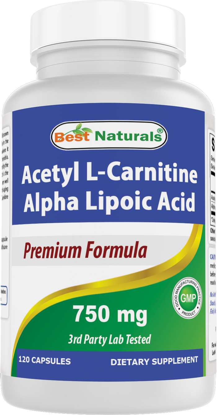 Best Naturals Acetyl L-Carnitine Alpha Lipoic Acid 750 mg 120 Capsules