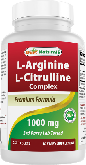 Best Naturals L-Arginine L-Citrulline Complex 1000 mg 250 Tablets