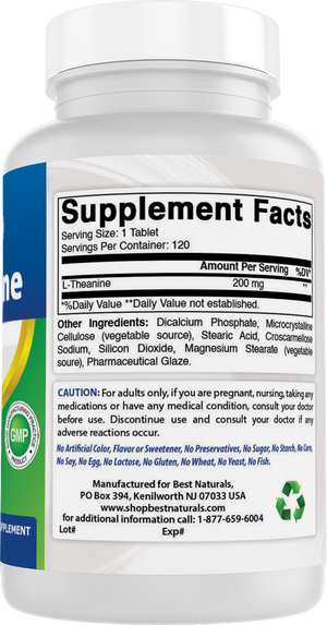 Best Naturals L-Theanine 200 mg 120 Tablets