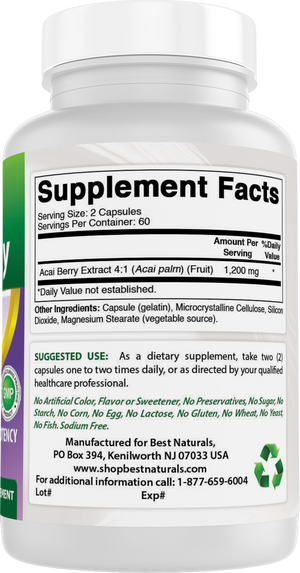 Best Naturals Acai Berry Extract 600 mg 120 Capsuels