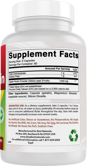 Best Naturals Apple Pectin 700 mg 120 Capsules