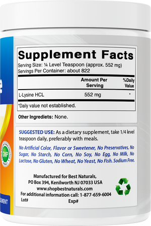 Best Naturals L-Lysine 1 Lb Powder