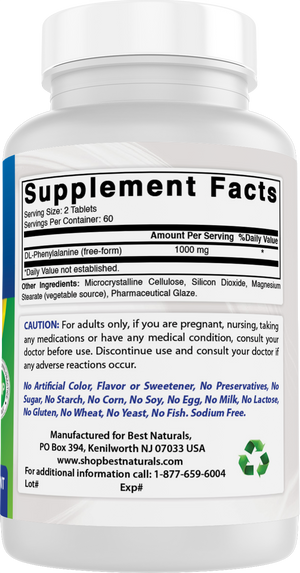 Best Naturals DLPA 500 mg 120 Tablets