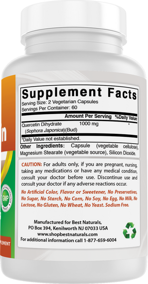 Best Naturals Quercetin 1000 mg 120 Vegetarian Capsules