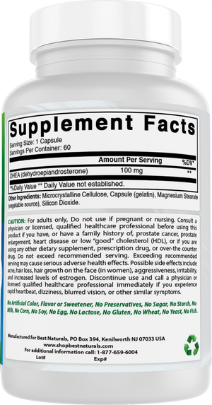 Best Naturals DHEA 100 mg 60 Capsules
