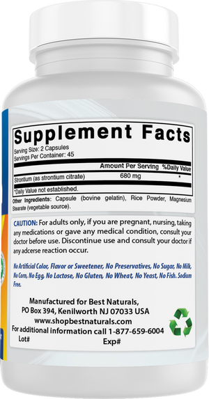 Best Naturals Strontium Bone Building Formula 680 mg/Serving 90 Capsules