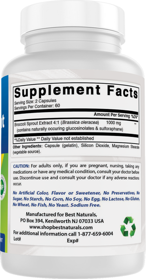Best Naturals Broccoli Sprout Extract 1000 mg 120 Capsules