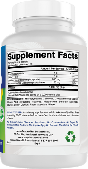 Best Naturals Chitosan 500 mg 120 Tablets