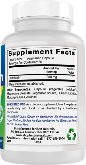 Best Naturals Lactoferrin 250 mg 60 Vegetarian Capsules