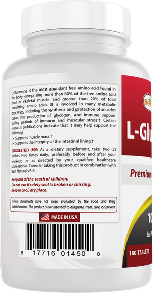 Best Naturals L-Glutamine 1000 mg 180 Tablets