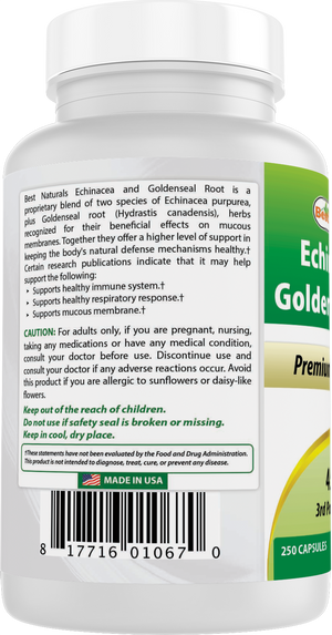 Best Naturals Echinacea Goldenseal 450 mg 250 Capsules