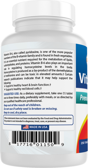 Best Naturals Vitamin B-6 25 mg 250 Tablets