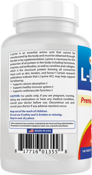 Best Naturals L-Lysine 1000 mg 180 Tablets