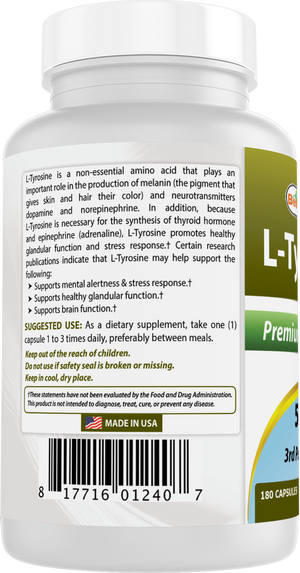 Best Naturals L-Tyrosine 500 mg 180 Capsules