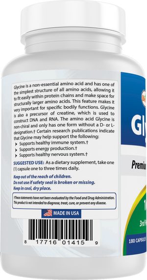 Best Naturals Glycine 1000 mg 180 Capsules