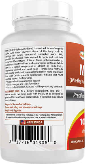 Best Naturals MSM 1000 mg 180 Capsules