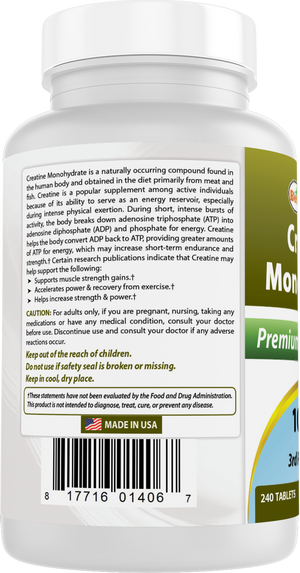 Best Naturals Creatine Monohydrate 1000 mg 240 Tablets
