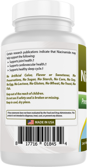 Best Naturals Niacinamide 500mg 240 Tablets (Suitable for Vegetarian) - Non-Flushing Form of Niacin (Vitamin B3)