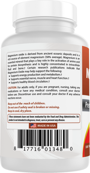 Best Naturals Magnesium Oxide 500 mg 180 Tablets