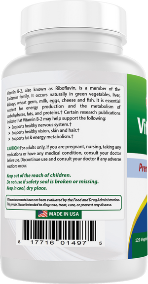 Best Naturals Vitamin B2 400 mg 120 Vegetarian Capsules