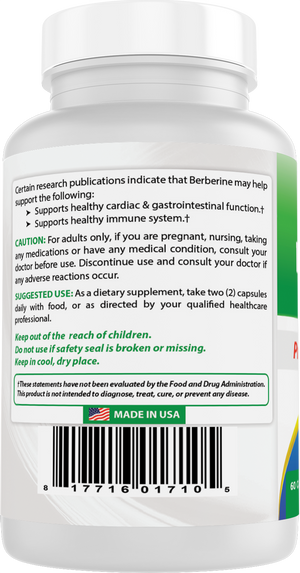 Best Naturals Berberine Plus 1000 mg per serving 60 Capsules - Helps Support Healthy Blood Sugar Levels, Digestion & Immunity