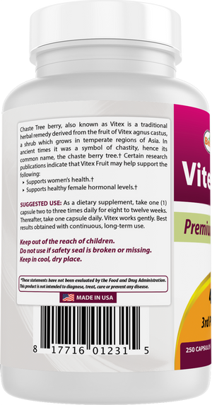 Best Naturals Vitex Fruit (Chasteberry) 400 mg 250 Capsules