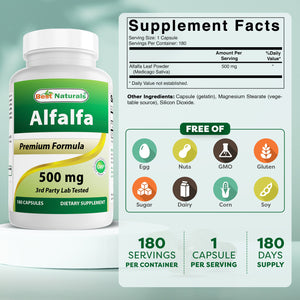 Best Naturals Alfalfa 500 mg 180 Capsules
