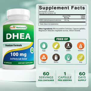 Best Naturals DHEA 100 mg 60 Capsules