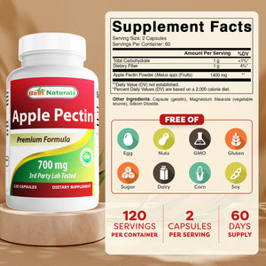 Best Naturals Apple Pectin 700 mg 120 Capsules
