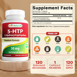 Best Naturals 5-HTP 50 mg 120 Capsules