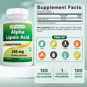 Best Naturals Alpha lipoic acid 200mg 120 Capsules