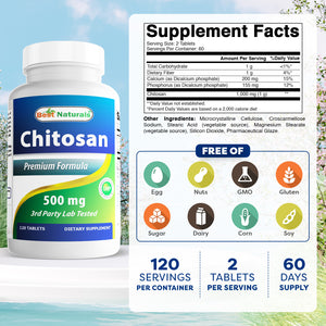 Best Naturals Chitosan 500 mg 120 Tablets