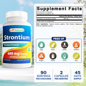 Best Naturals Strontium Bone Building Formula 680 mg/Serving 90 Capsules