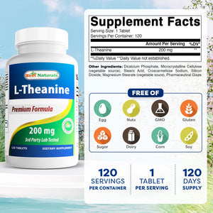 Best Naturals L-Theanine 200 mg 120 Tablets