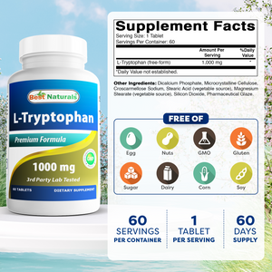 Best Naturals L-Tryptophan 1000 mg 60 Tablets