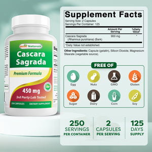 Best Naturals Cascara Sagrada 450 mg 250 Capsules