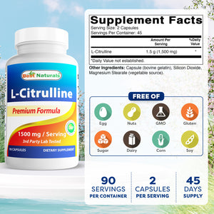 Best Naturals L-Citrulline 1500mg/Serving 90 Capsules