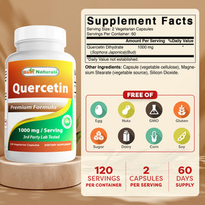 Best Naturals Quercetin 1000 mg 120 Vegetarian Capsules