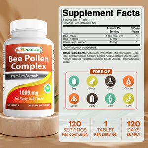 Best Naturals Bee Pollen Complex 120 Tablets