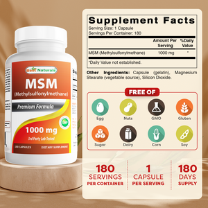 Best Naturals MSM 1000 mg 180 Capsules